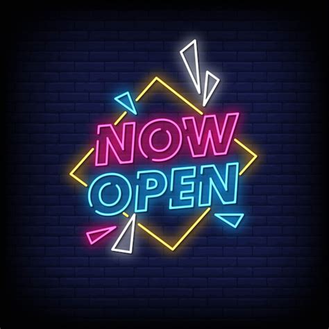 Now Open Neon Signs Style Text Premium Vector