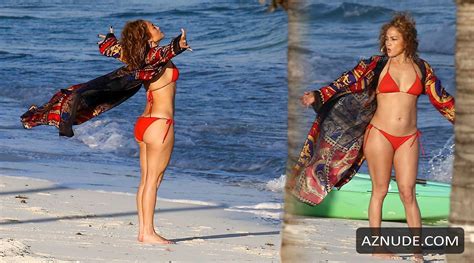 Jennifer Lopez Sexy In A Red Bikini While On Vacation In Turk And