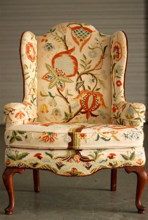 Crewel Embroidery Chair Upholstered Furniture