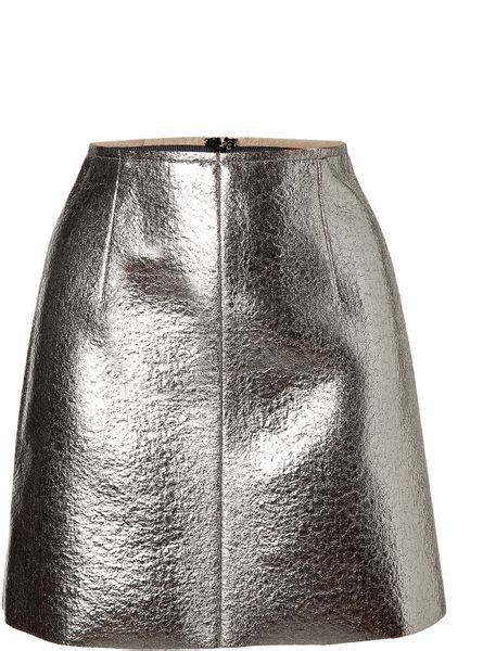 Msgm Coated Wool Metallic Mini Skirt In Silver Lyst