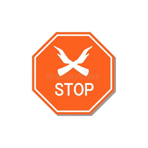 Stop Red Sign With Two Crossed Hands Entrance Stock Vector