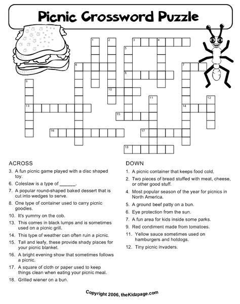 Elementary printable crossword puzzles for kids