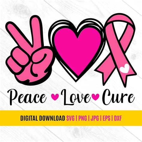 Peace Love Cure Svg Peace Love Svg Hand Peace Sign Svg Svg Etsy