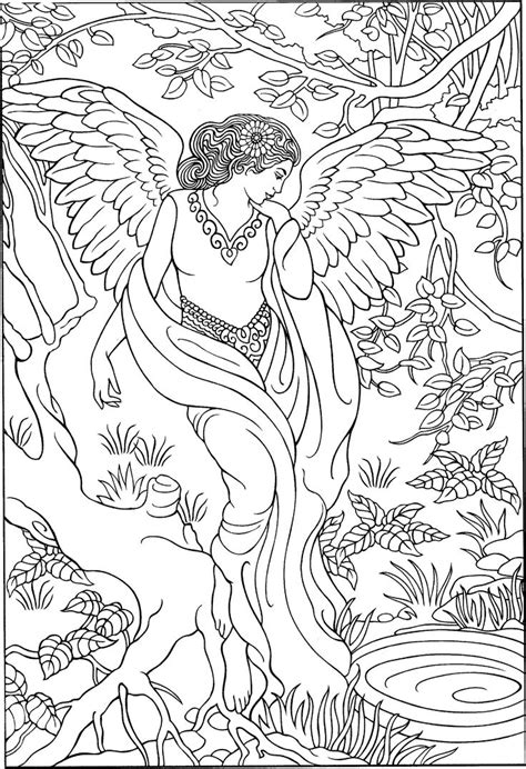 Coloring pages published date : Beautiful angel coloring page | Adult Colouring~Fairies~Angels | Pinterest | Angel, Adult ...