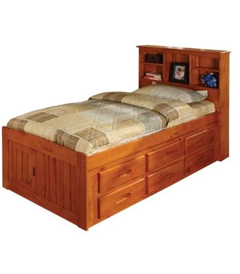 Ridgeline Twin Size Bookcase Captains Bed Maranatha Furniture Solid