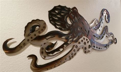 Octopus Kraken Torched Metal Wall Art Etsy