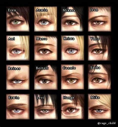 Eyes Of Different Character In Attack On Titan Attack On Titan