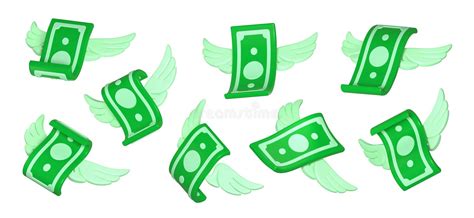 Banknotes And Wings Icon Money Notes And Wing Fly Concept Symbol