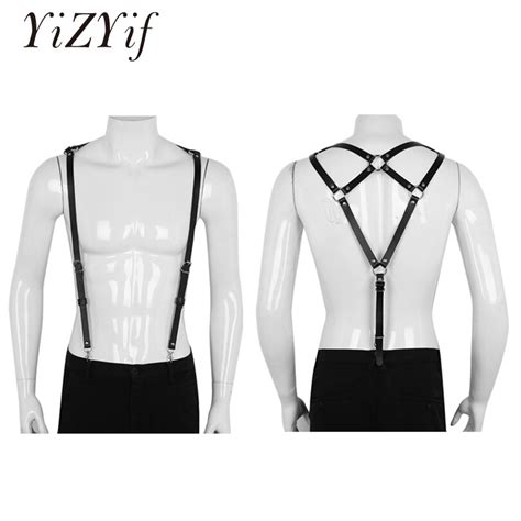 Yizyif Unisex Punk Suspenders Harness Belt Adjustable Pu Leather Body