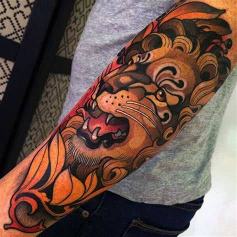 12 Neo Traditional Lion Tattoo Designs And Ideas In 2020 Traditional