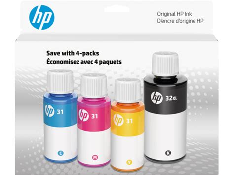 Hp 31 Color And 32xl Black Original Ink Bottle 4 Pack 7e6x7an