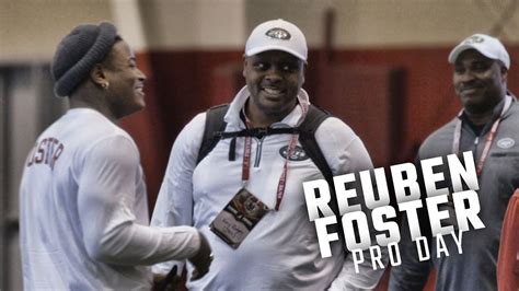 reuben foster talks with jets head coach todd bowles and dc kacy rodgers at alabama pro day