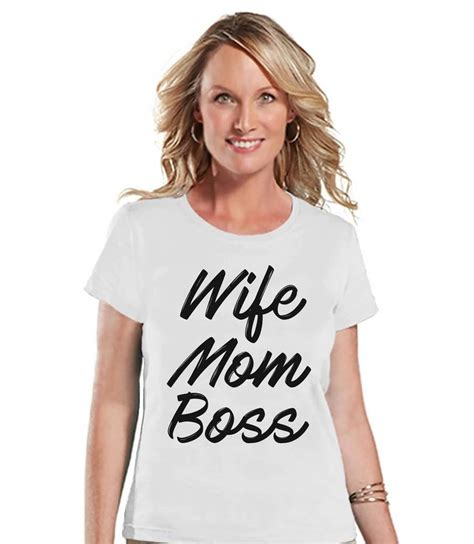 funny mom shirt wife mom boss womens white t shirt funny ladies
