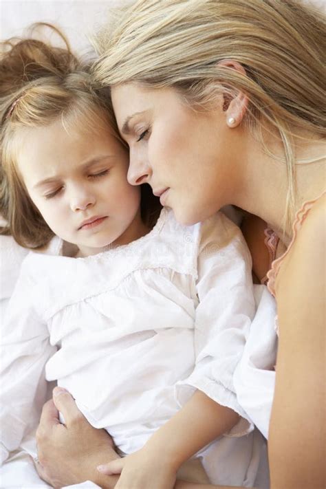 Mother And Daughter Sleeping In Bed Stock Image Image Of Caucasian