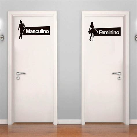 adesivo de parede placa de banheiro masculino e feminino
