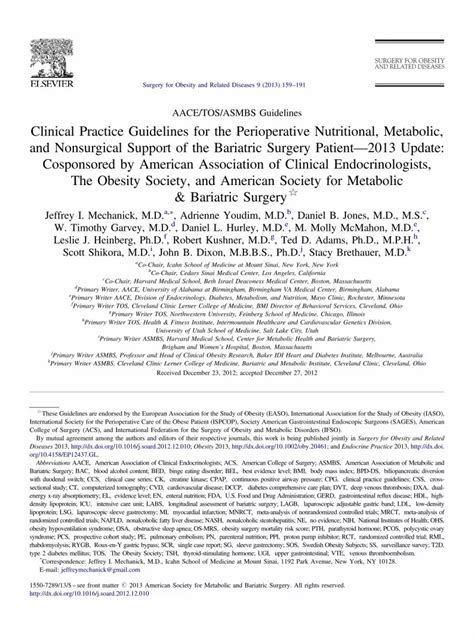 PDF Clinical Practice Guidelines For The Perioperative Nutritional