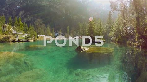 Lake Resort Pond Turquoise Water Nature Background Aerial View Fly