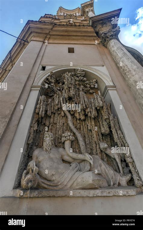 Fountain Along Church Of San Carlo Alle Quattro Fontane By Francesco