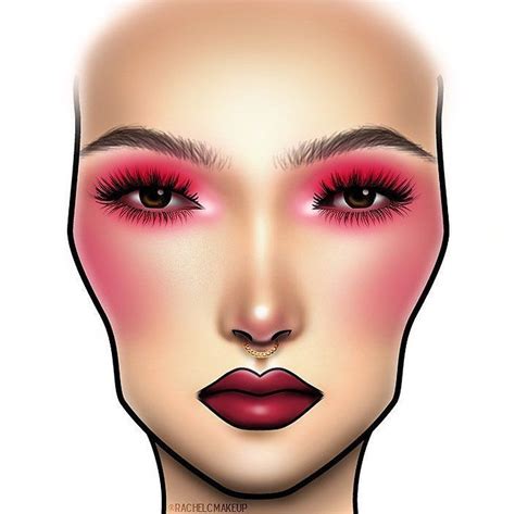 Pink Heavy Blush Pink Eyeshadow Makeup Face Chart Makeup Face Charts