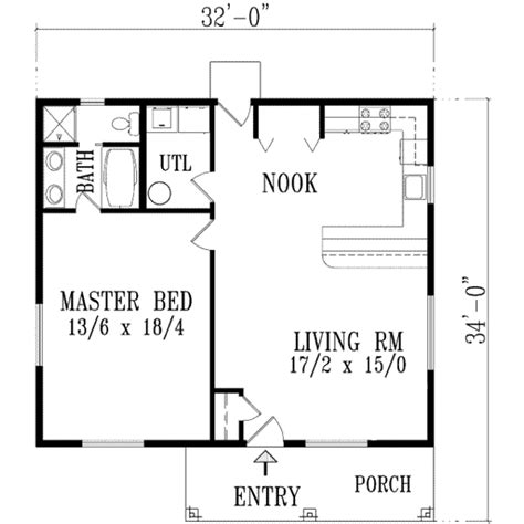 Ranch Style House Plan 1 Beds 1 Baths 896 Sqft Plan 1 771