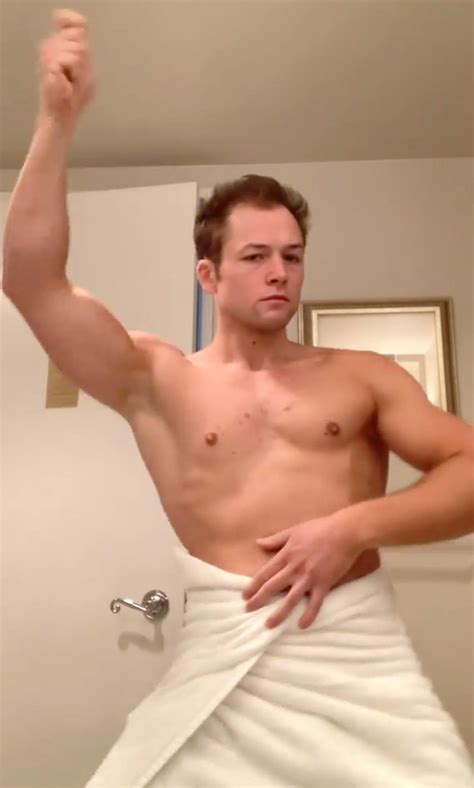 Taron Egerton Dances To The Bee Gees In A Towel Poses In Underwear