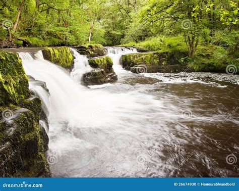 Beautiful Woodland Stream And Waterfall In Summer Stock Photo Image