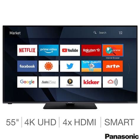 Pluto tv's appearance is similar to current television menus, with the schedule for all the channels and information about the programs being broadcast. Panasonic 55HX580BZ 55 Inch 4K Ultra HD Smart TV | Costco UK