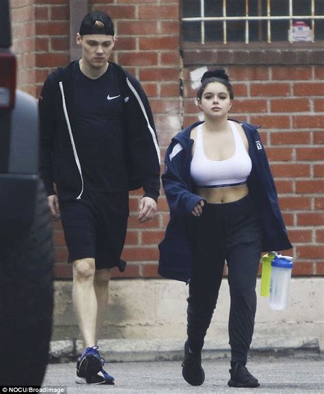 Ariel Winter Struggles To Contain Assets In Barely There Sports Bra