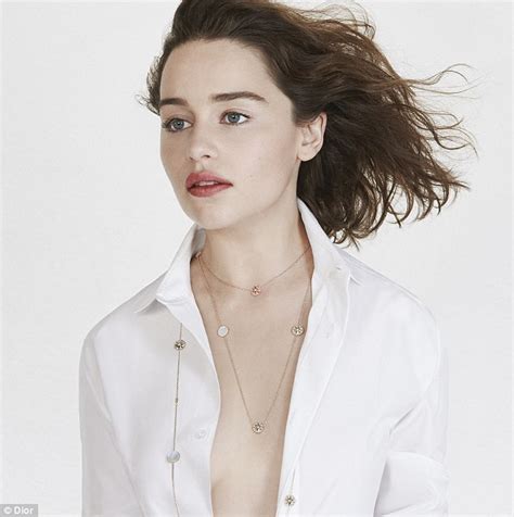 Emilia Clarke Goes Braless In Plunging White Shirt To Front Dior