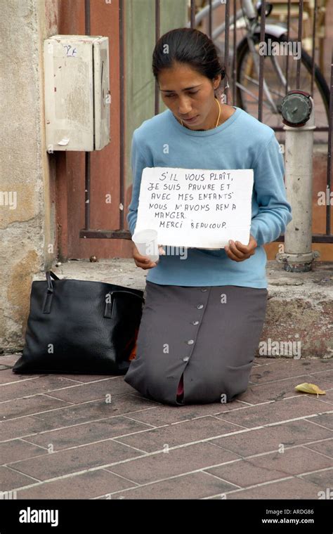 Woman Begging On A Street In Nice France Stock Photo 5229701 Alamy