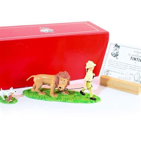 HergÉ Tintin Tintin Milou Et Le Lion Figurine Pixi Réf 4561 Avec Boîte Et Certificat État