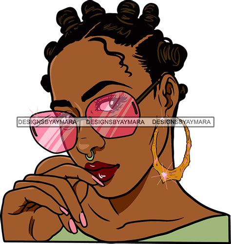 afro urban street black girl babe bamboo hoop earrings sunglasses sexy designsbyaymara