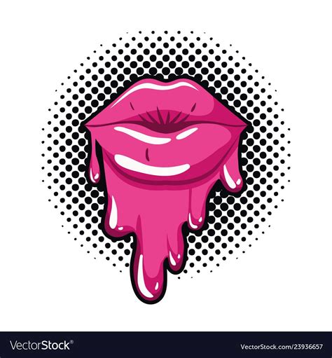 Pop Art Female Lips Digital Form Digital Files Dripping Lips Hot