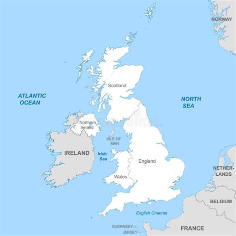 Mappa Politica Del Regno Unito Con Confini Regionali Illustrazione
