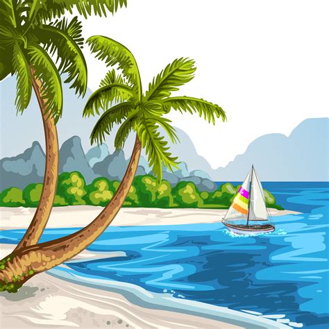 Drawing Beach Theatrical Scenery Illustration Vector Beach Png