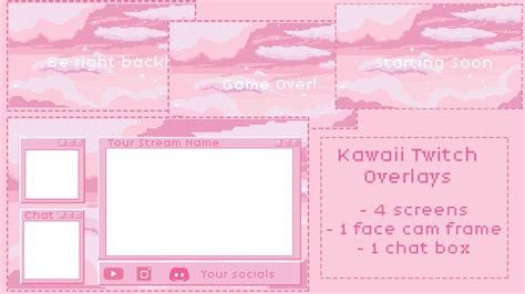 Added Panels Super Kawaii Cute Twitch Pixel Pastel Pink Overlays