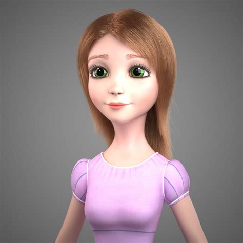 3d Model Cartoon Rigged Girl C46