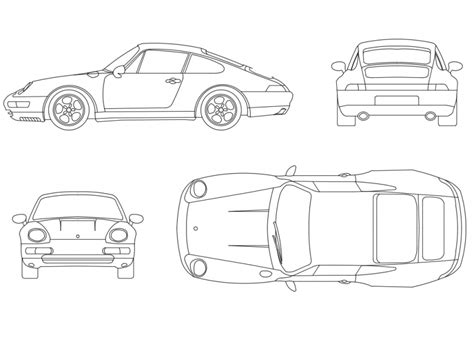 Creative Porsche Cars Elevations Cad Drawing Details Dwg File Cadbull