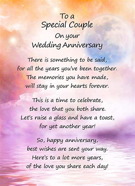 To A Special Couple Wedding Anniversary Poem Verse Greeting Card