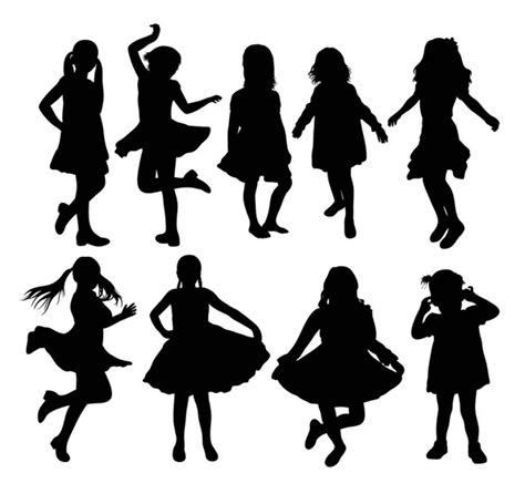 Chicas Jóvenes Siluetas Vector Gráfico Vectorial © Candystripe Imagen