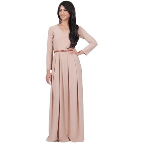Long sleeve dresses are kind of our thing. Koh Koh Beige w/ Tan Belt Pleated Skirt V-Neck Long Sleeve ...
