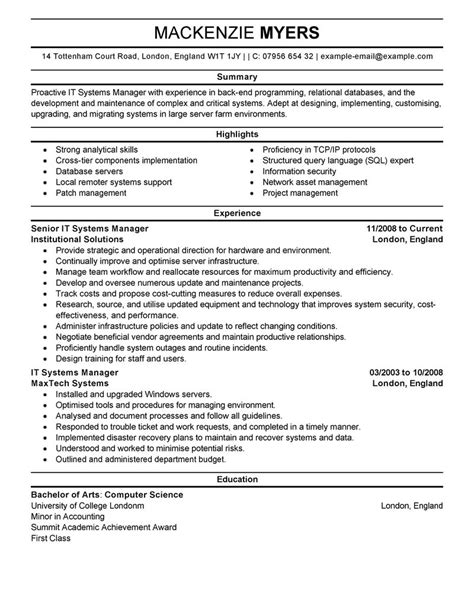 It Resume Examples It Sample Resumes Livecareer