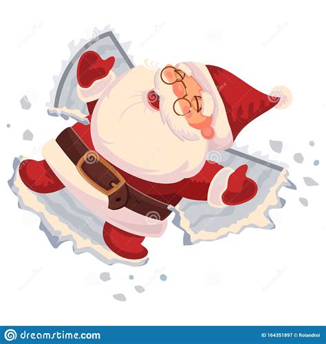 Santa Claus Makes A Snow Angel Vector Stock Vector Illustration Of