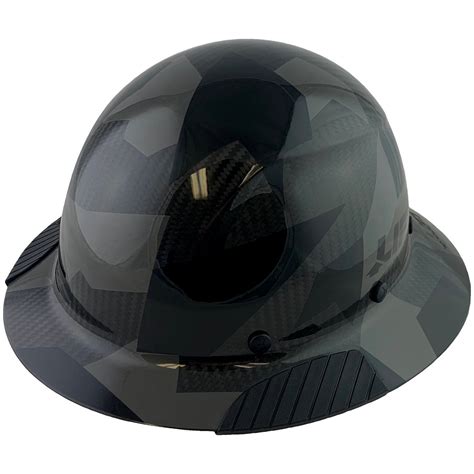 Actual Carbon Fiber Hard Hat Full Brim Camo Black