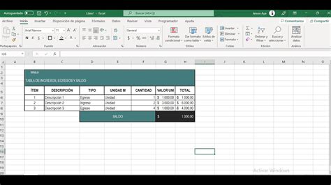 Como Hacer Una Tabla De Ingresos Egresos Y Saldo En Excel Youtube