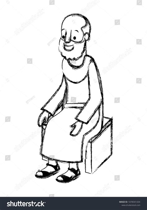 Apostle Jesus Sitting On Wooden Chair Stock Vector Royalty Free