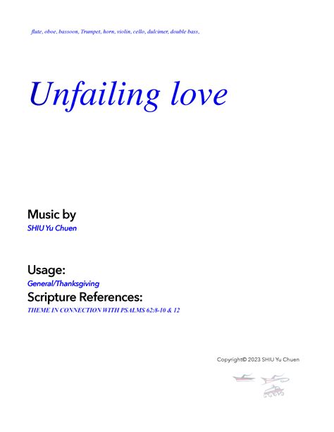 Unfailing Love Sheet Music Yu Chuen SHIU Performance Ensemble