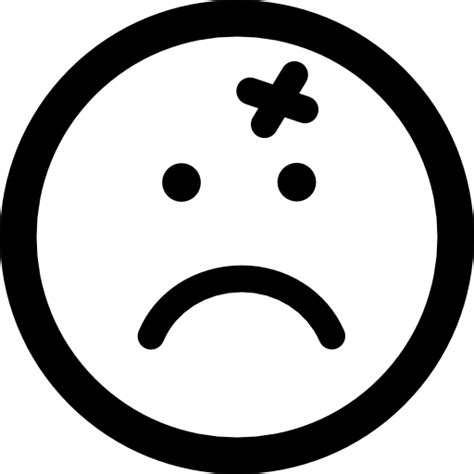 Free Icon Wound Cross On Emoticon Sad Face Of Rounded Square Shape