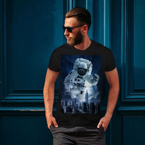 Wellcoda Astronaut City Mens T Shirt Astronaut Graphic Design Printed
