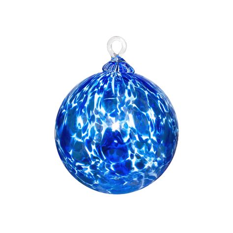 Hand Blown Glass Ornament Blue White Powder Suncatcher Etsy Uk
